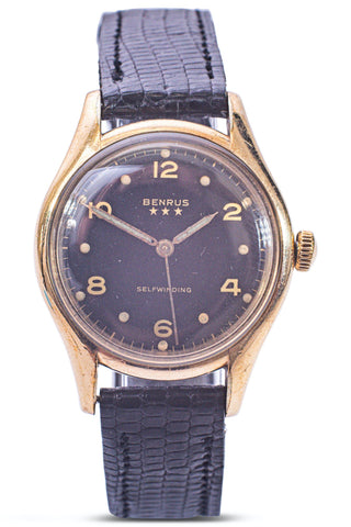14K Yellow Gold Lady's Benrus Watch circa 1950's | Sarah Leonard Jewelers